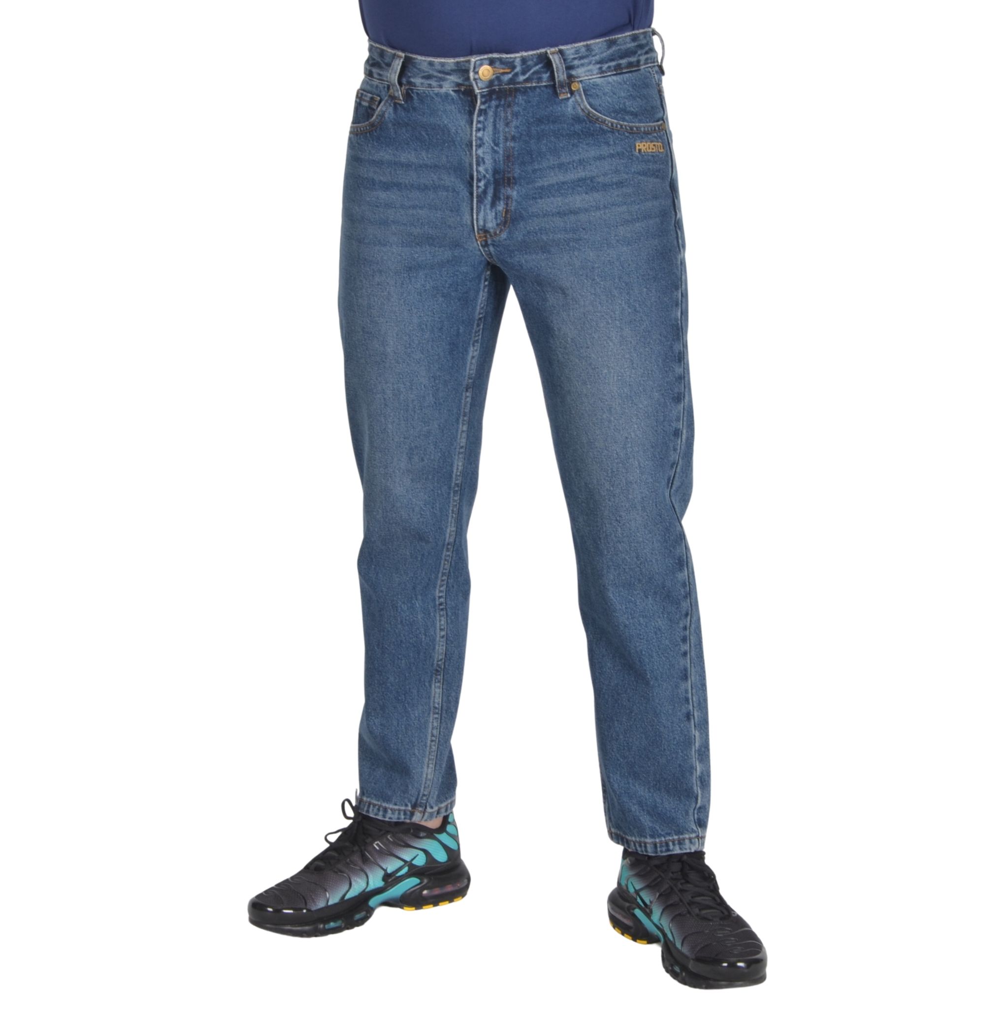 PROSTO. KLASYK SPODNIE JEANS TAPERED TRAS NIEBIESKIE