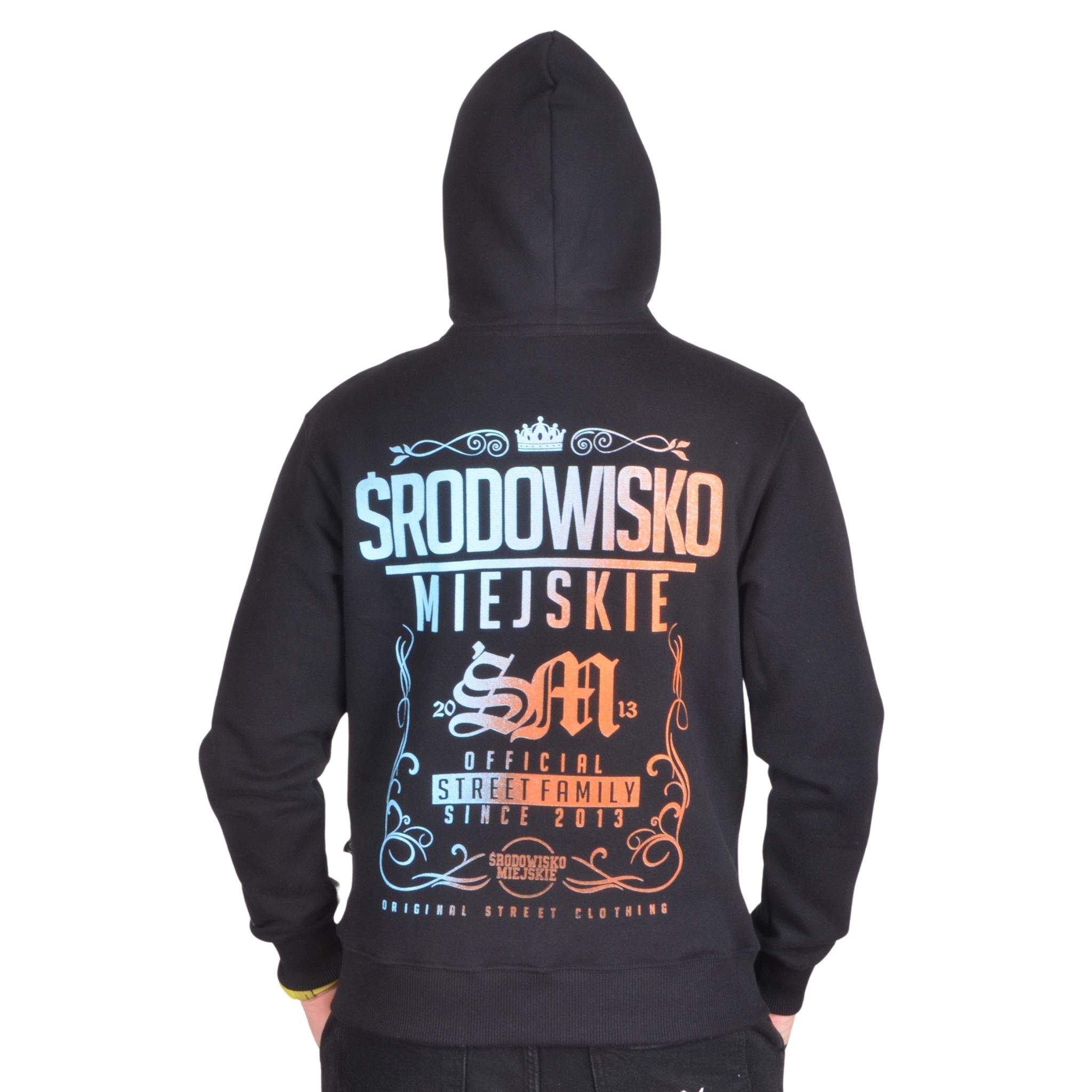 ŚRODOWISKO MIEJSKIE BLUZA Z KAPTUREM THEME 2.0 CZARNA NIEBIESKA