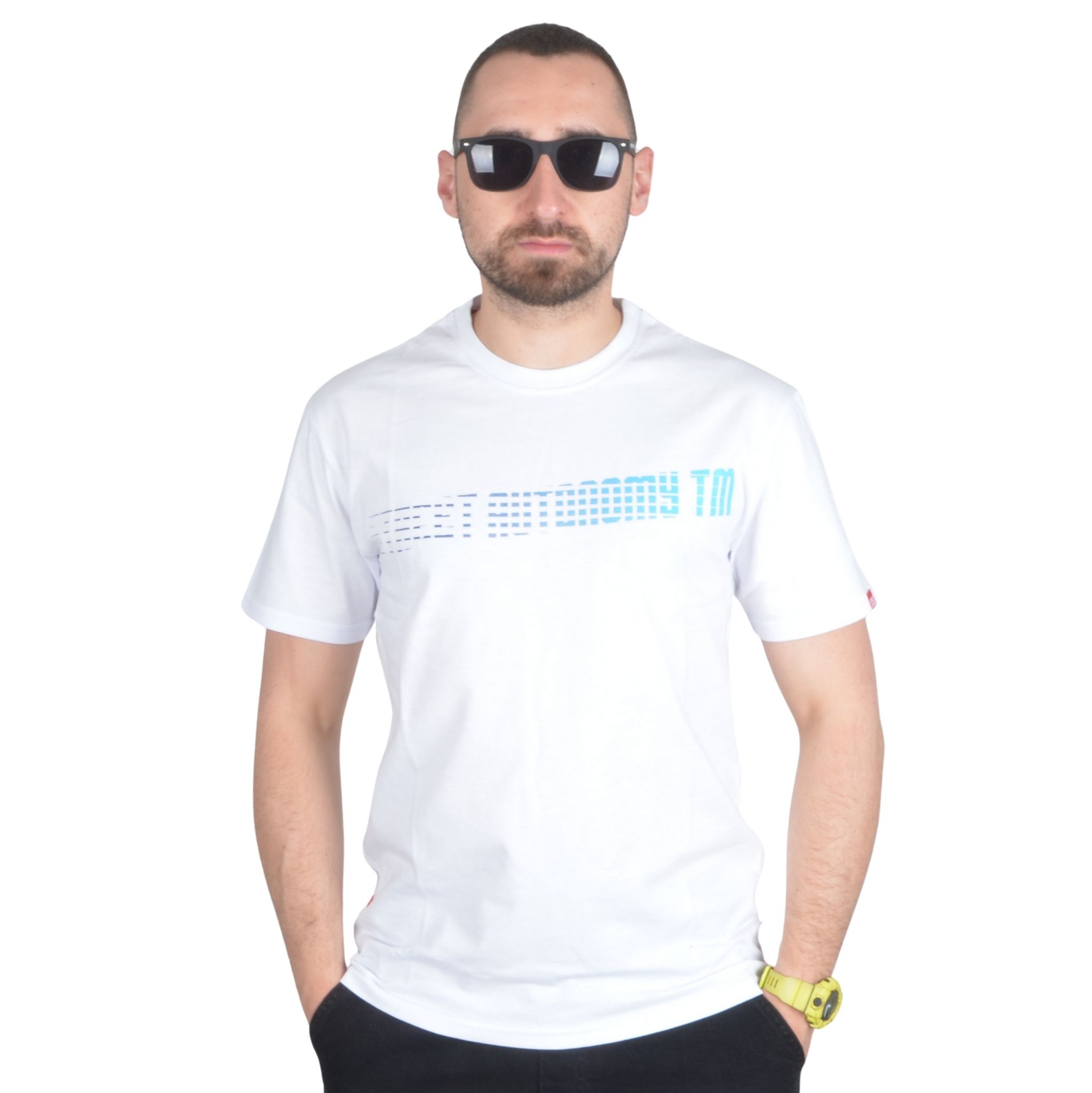 STREET AUTONOMY KOSZULKA BACKTEAM 2025 BIAŁA NIEBIESKA
