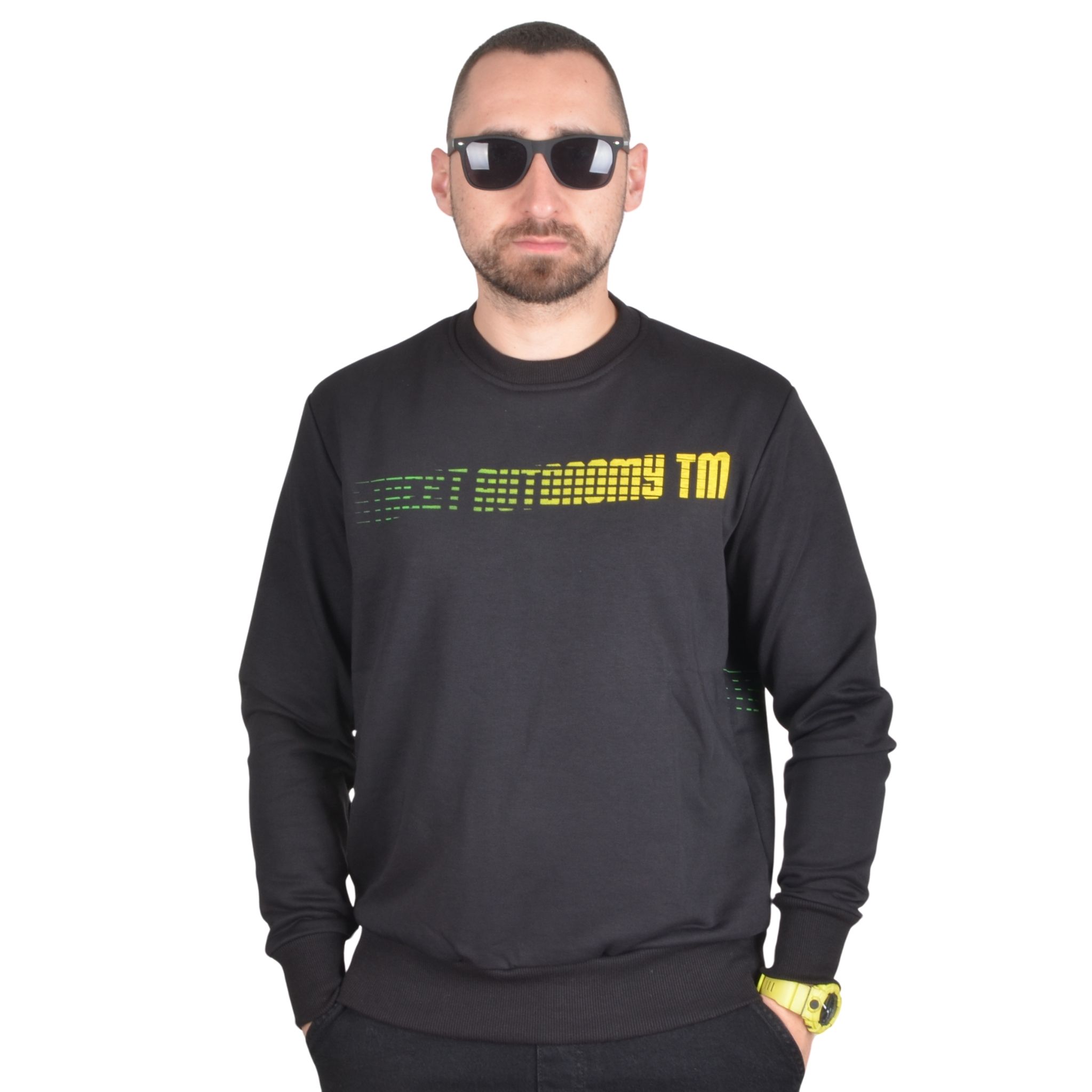 STREET AUTONOMY BLUZA BEZ KAPTURA BACKTEAM 2025 CZARNA ZIELONA