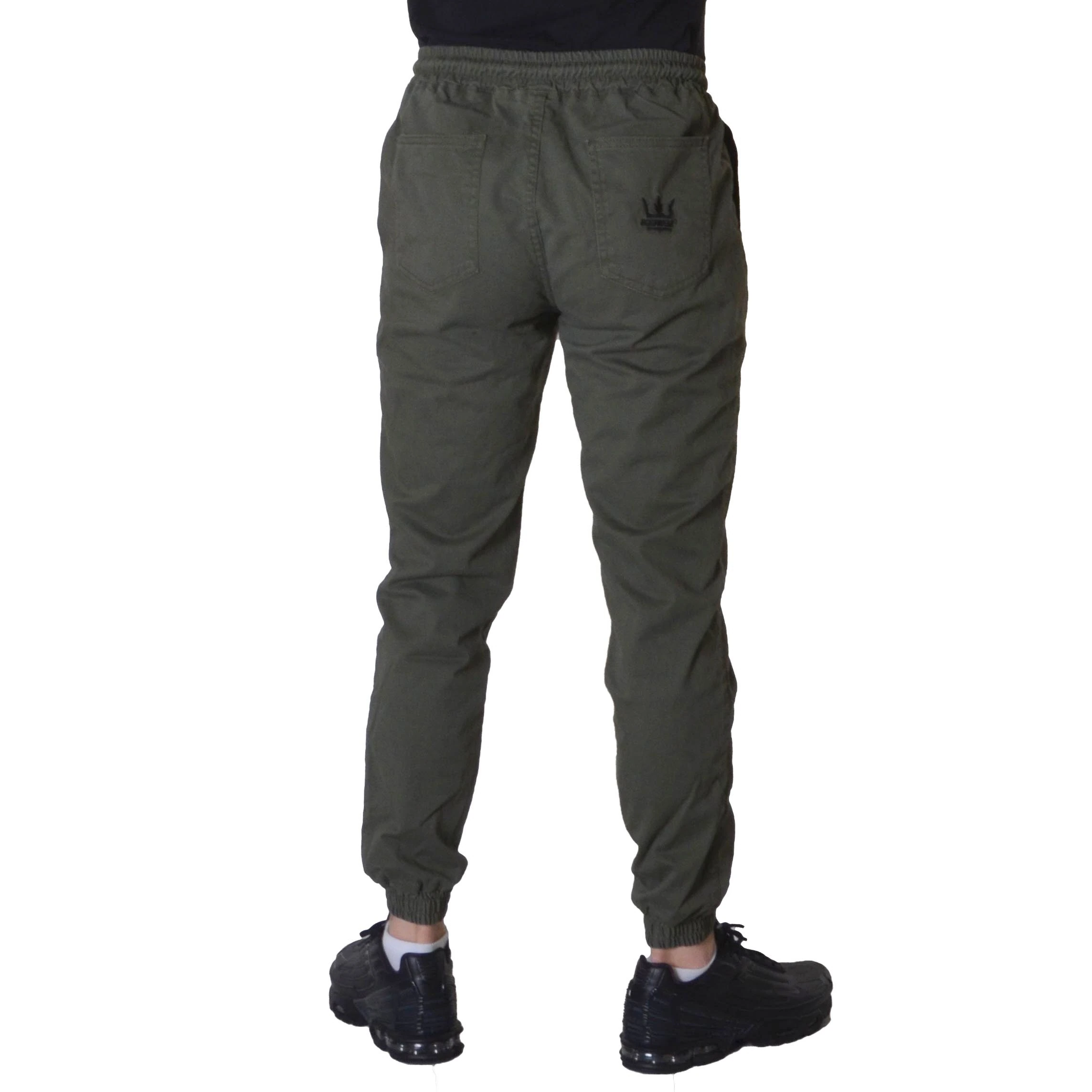 JIGGA WEAR SPODNIE JOGGER CHINO CROWN OLIWKOWE