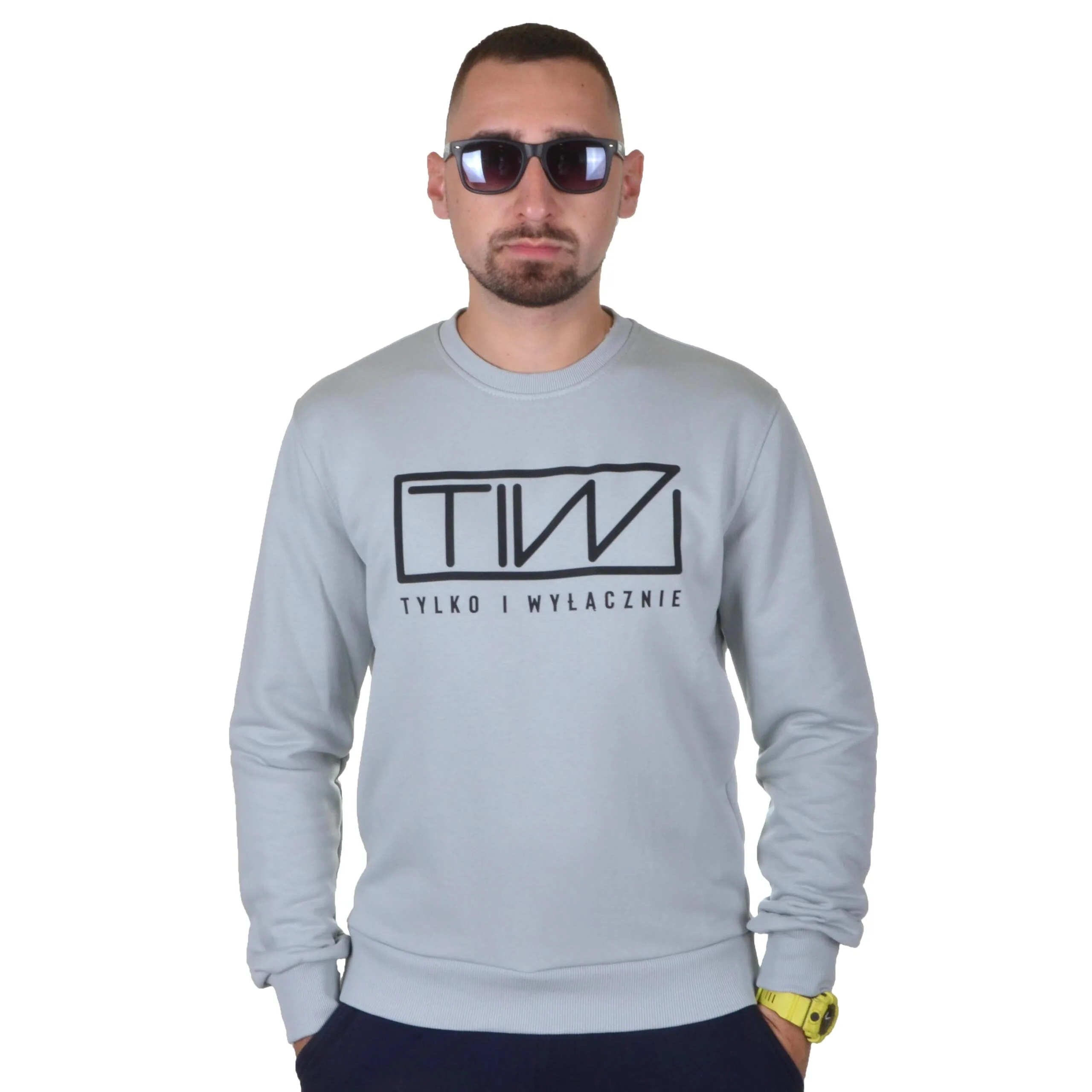 TIW TYLKO I WYŁĄCZNIE BLUZA BEZ KAPTURA LOGO 3D SZARA