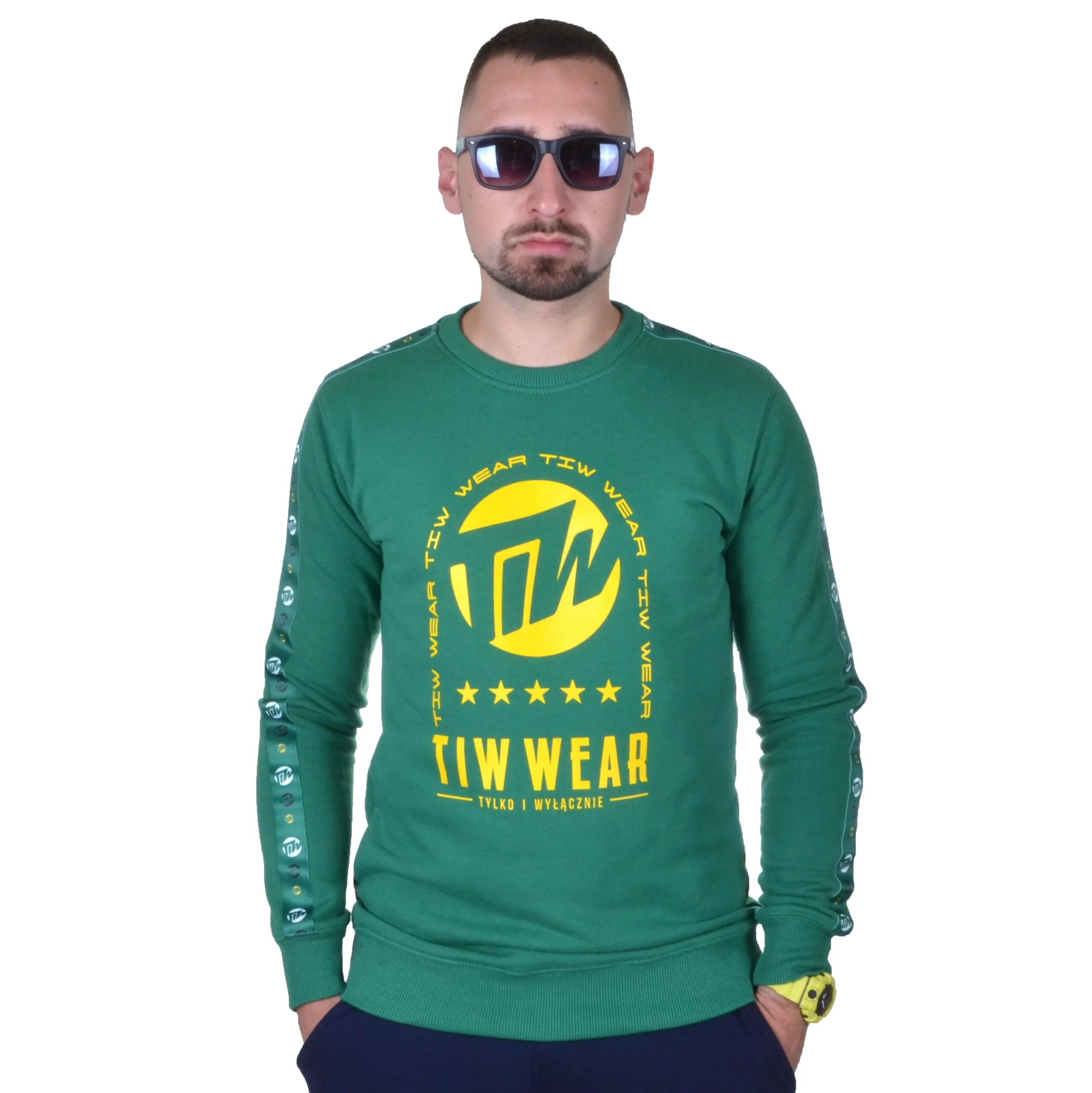 TIW TYLKO I WYŁĄCZNIE BLUZA BEZ KAPTURA STRIPE ZIELONA