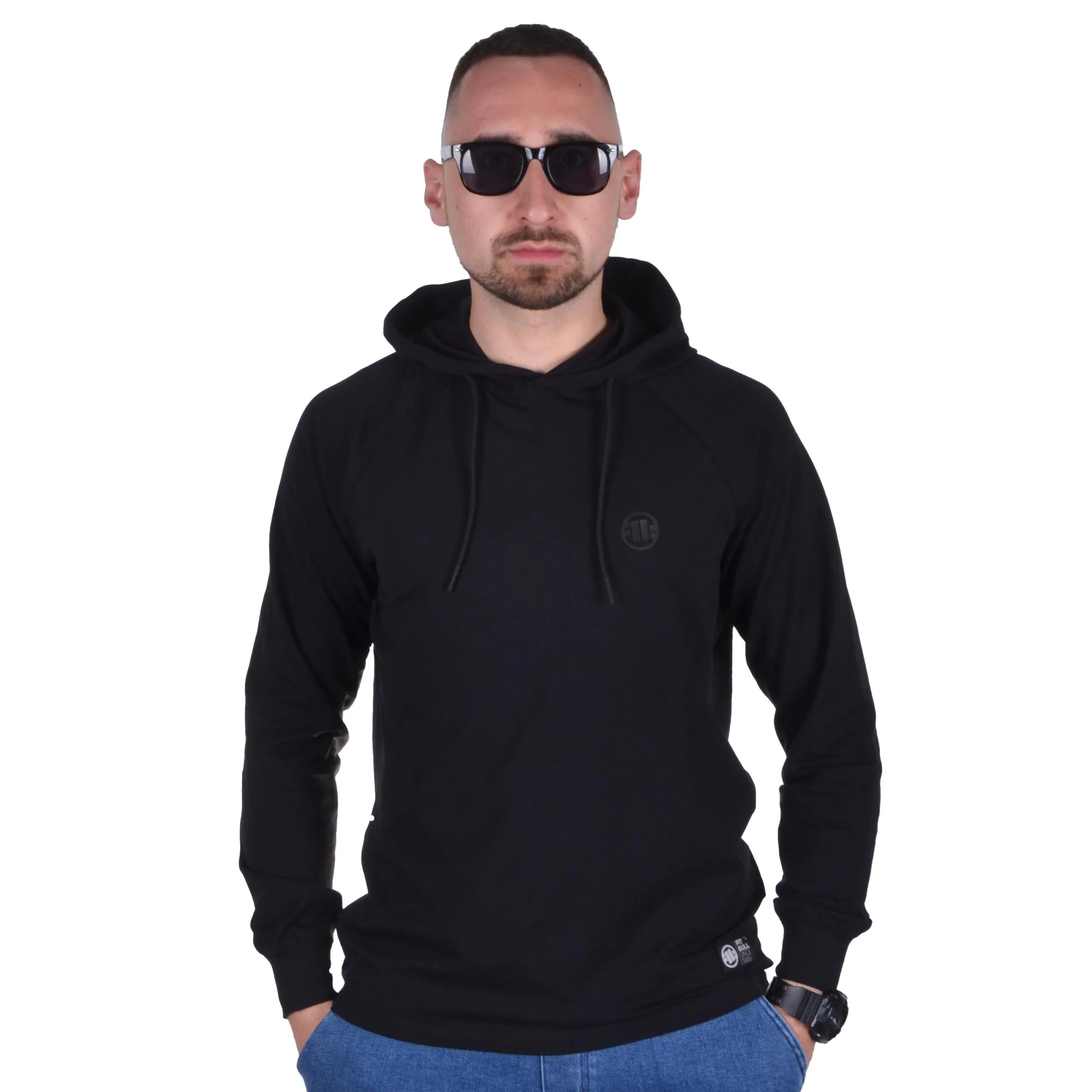 PIT BULL WEST COAST LONGSLEEVE SMALL LOGO Z KAPTUREM SPANDEX MERCADO CZARNY