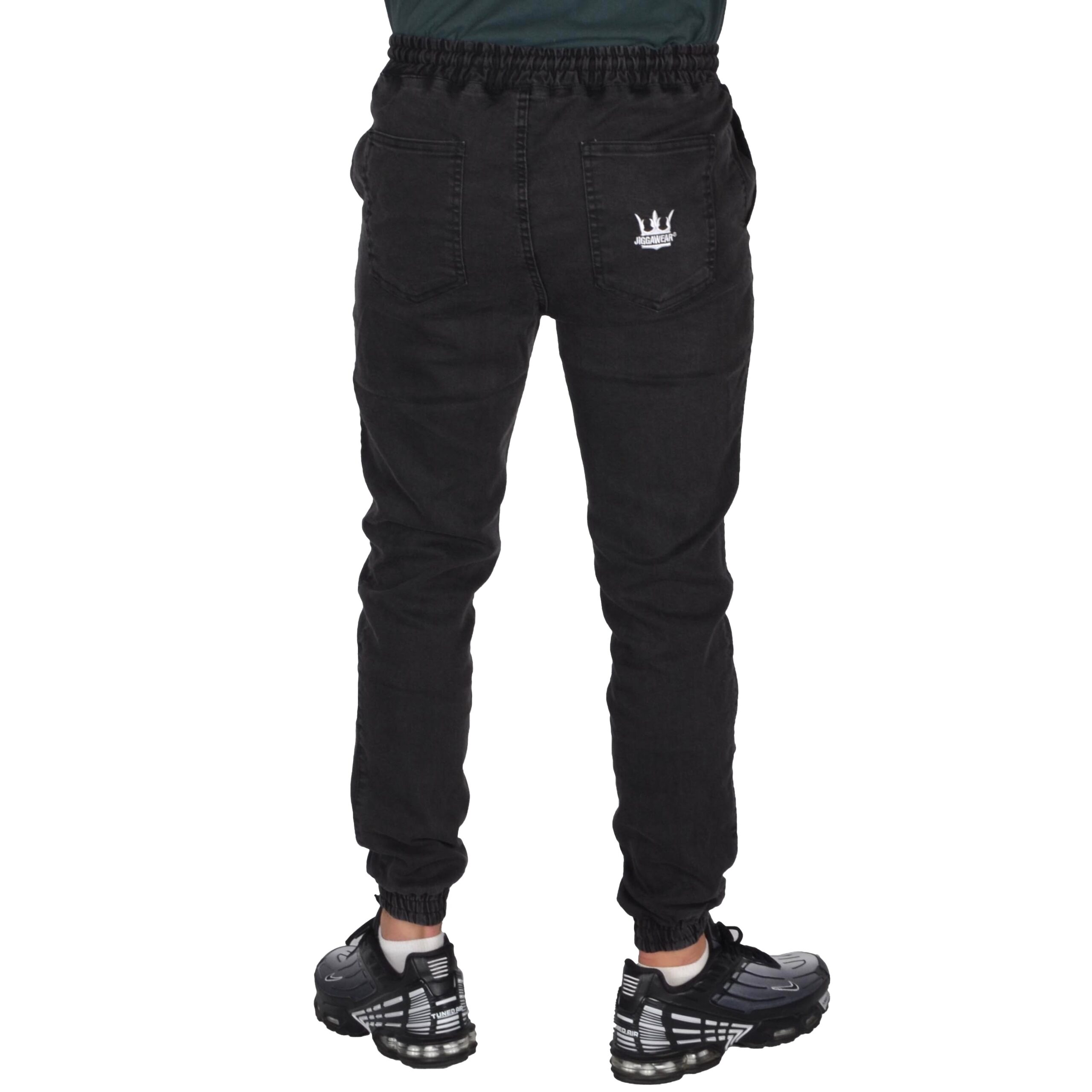 JIGGA WEAR SPODNIE JOGGER JEANS CROWN CZARNE