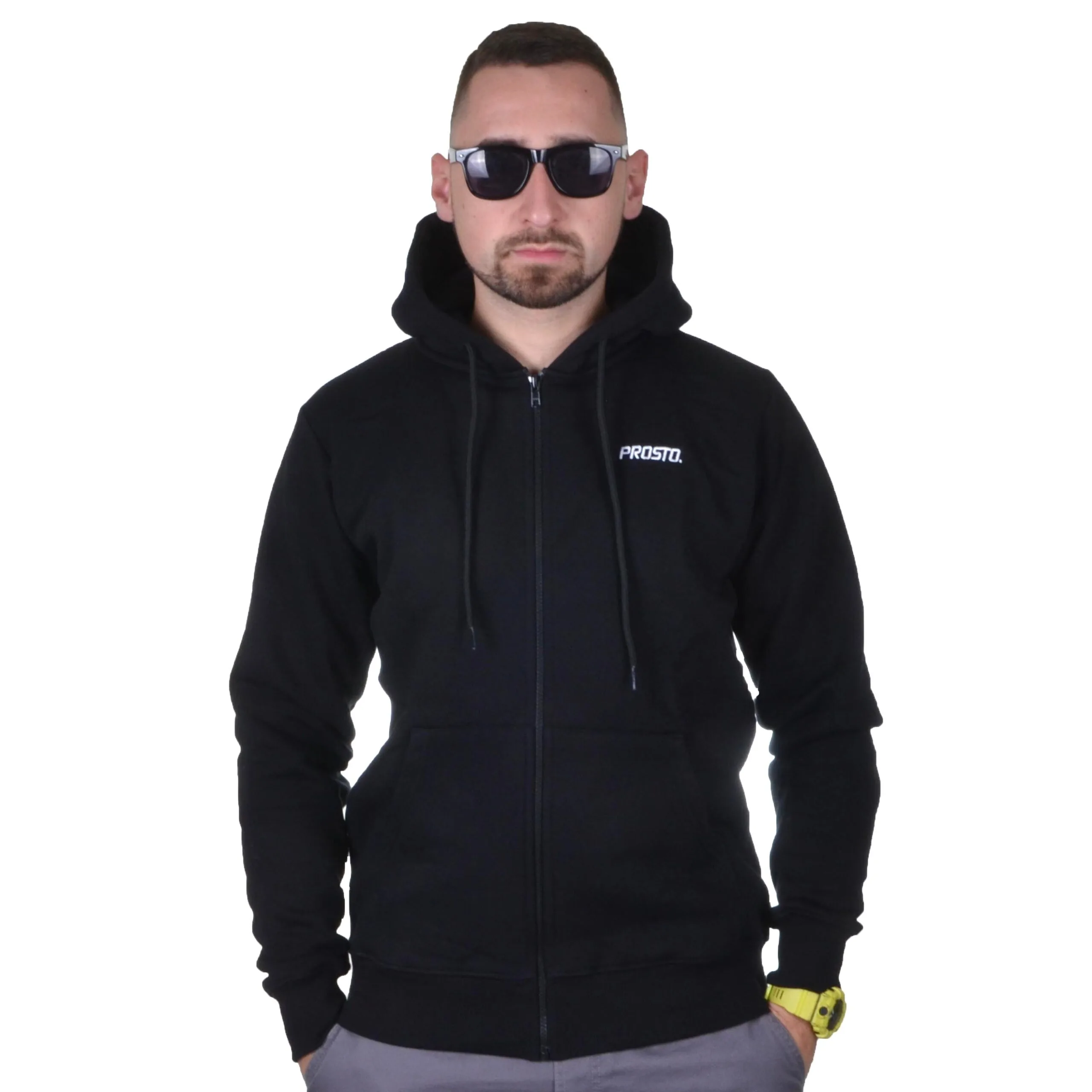 PROSTO. KLASYK BLUZA Z KAPTUREM ZIP ZICBA CZARNA