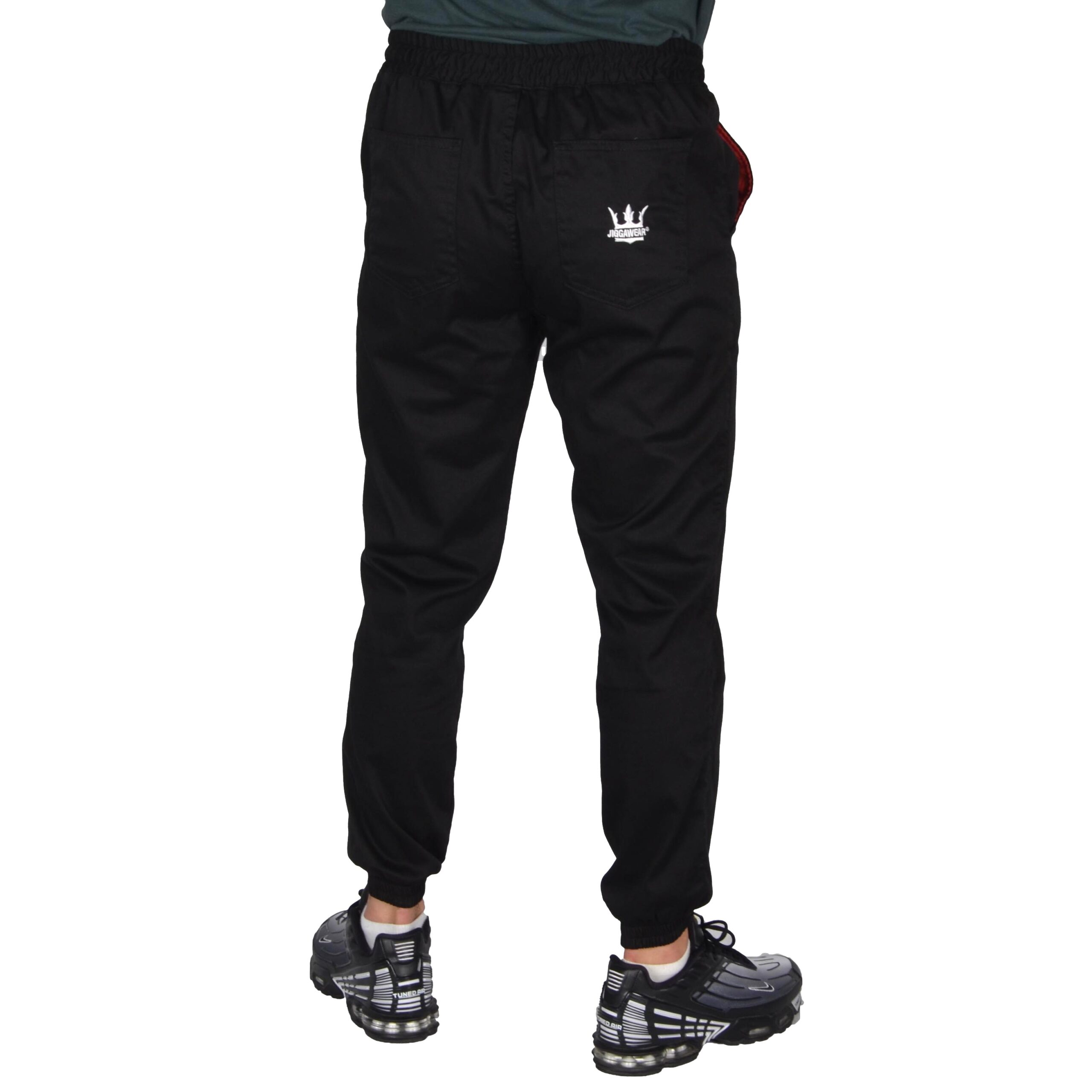 JIGGA WEAR SPODNIE JOGGER CHINO CROWN CZARNE WHITE LOGO