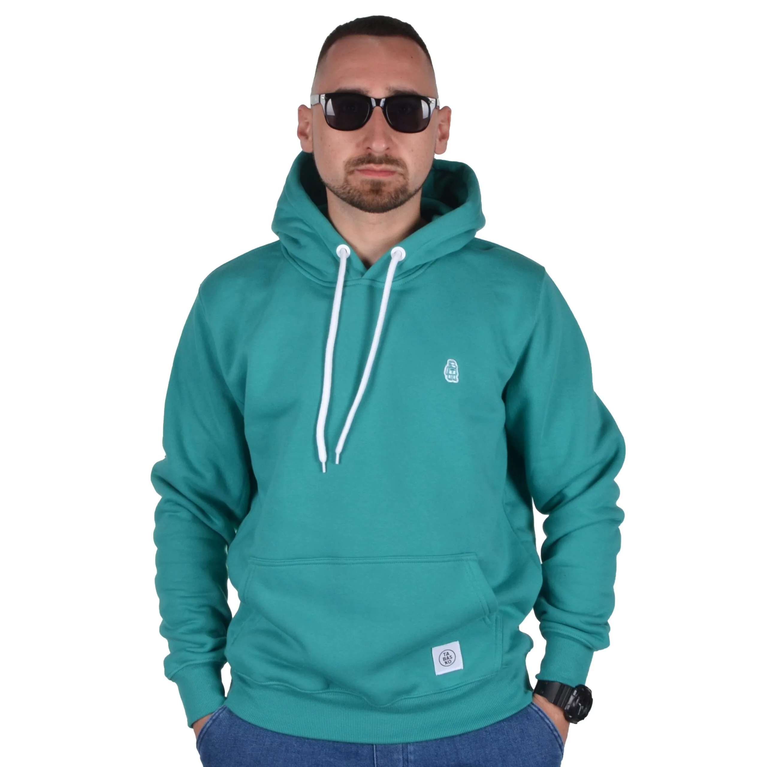 TABASKO BLUZA Z KAPTUREM MINI LOGO TURKUSOWA