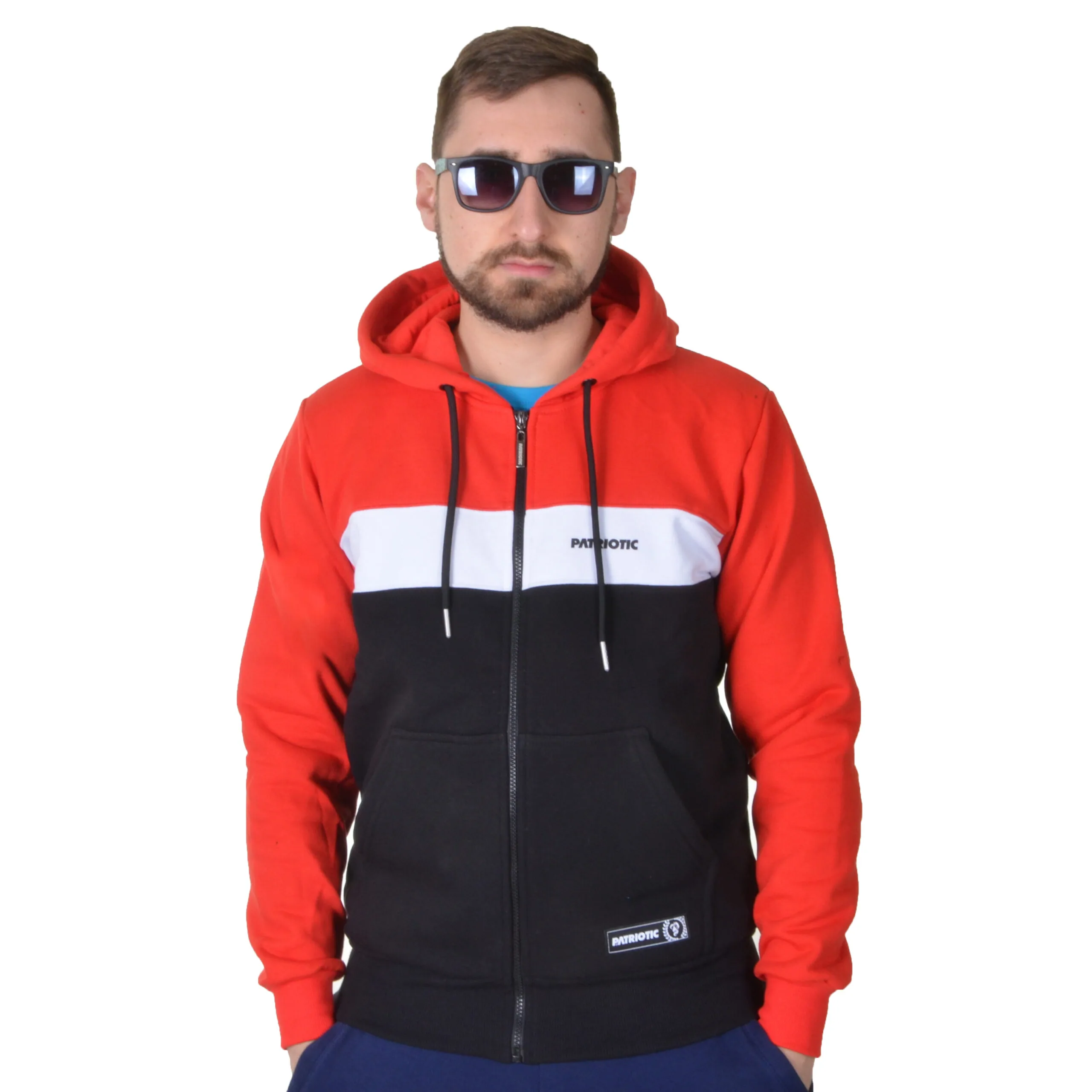 PATRIOTIC BLUZA Z KAPTUREM ZIP F MINI PLACE CZARNA CZERWONA