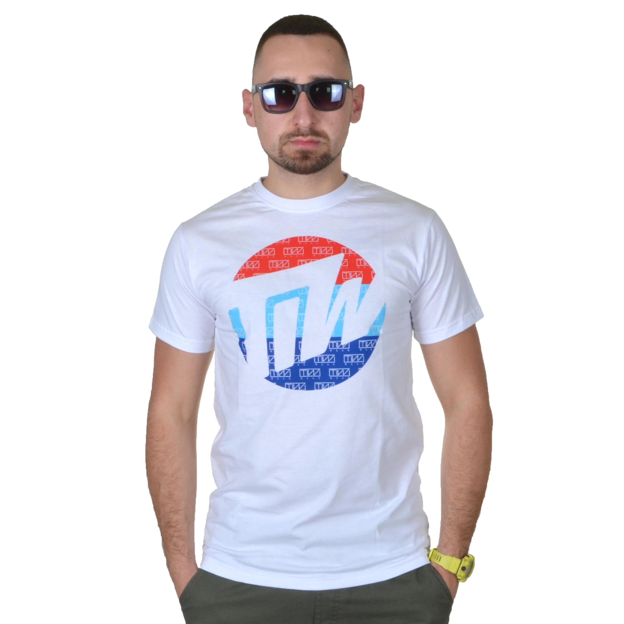 TIW TYLKO I WYŁĄCZNIE KOSZULKA RED BLUE BIAŁA