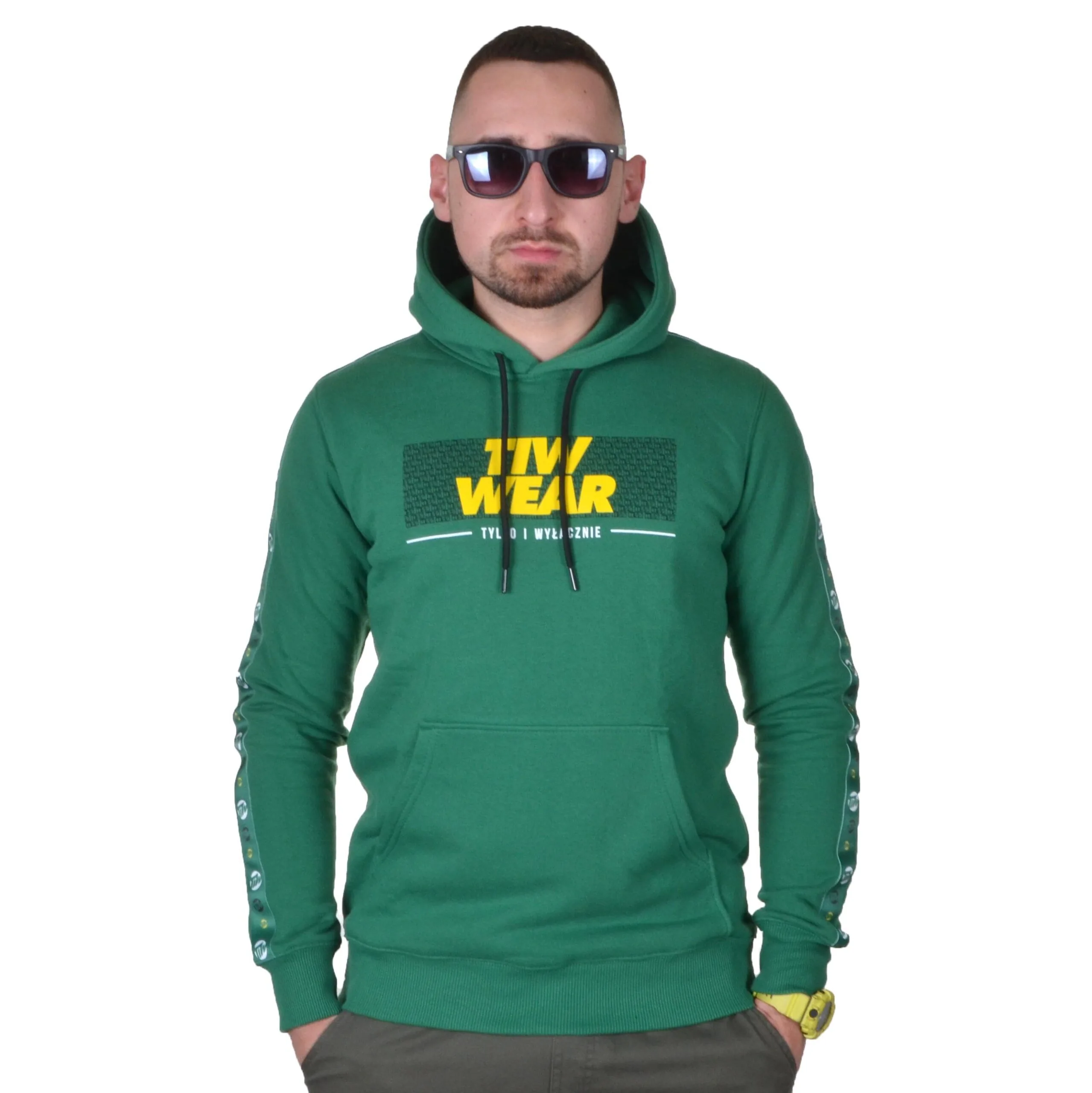 TIW TYLKO I WYŁĄCZNIE BLUZA Z KAPTUREM STRIPE ZIELONA
