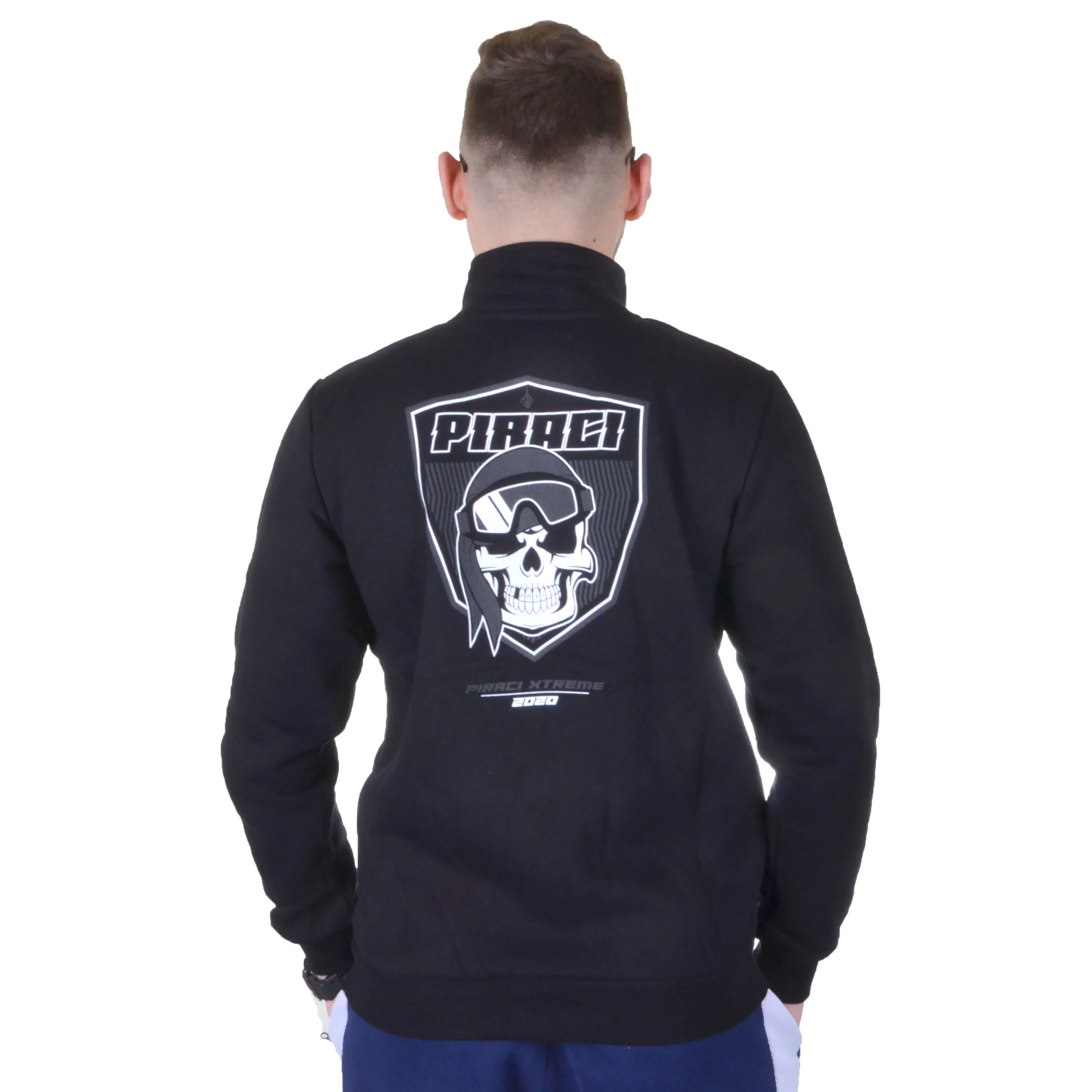 GANJA MAFIA BLUZA BEZ KAPTURA ZIP PIRACI HERB CZARNA