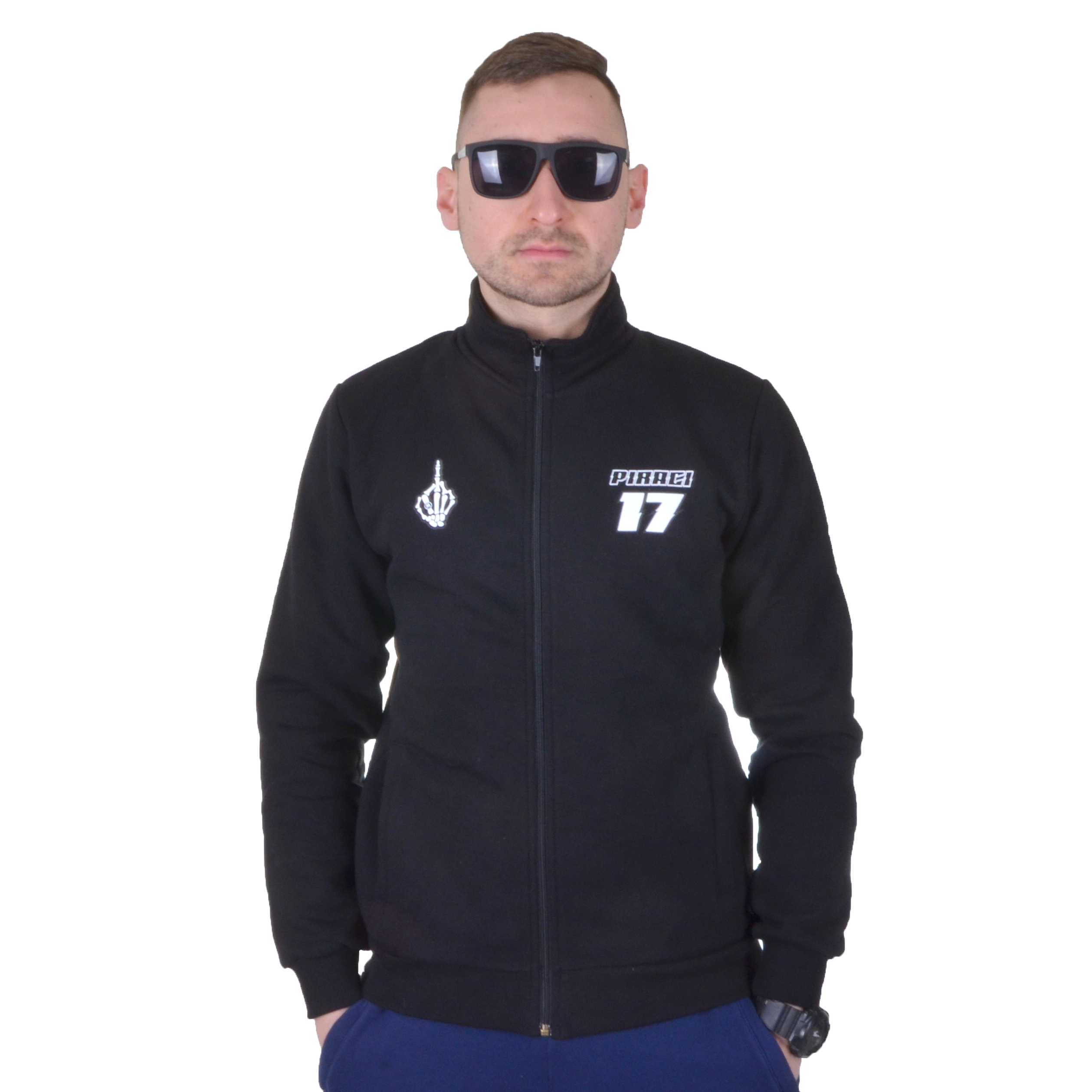 GANJA MAFIA BLUZA BEZ KAPTURA ZIP PIRACI HERB CZARNA