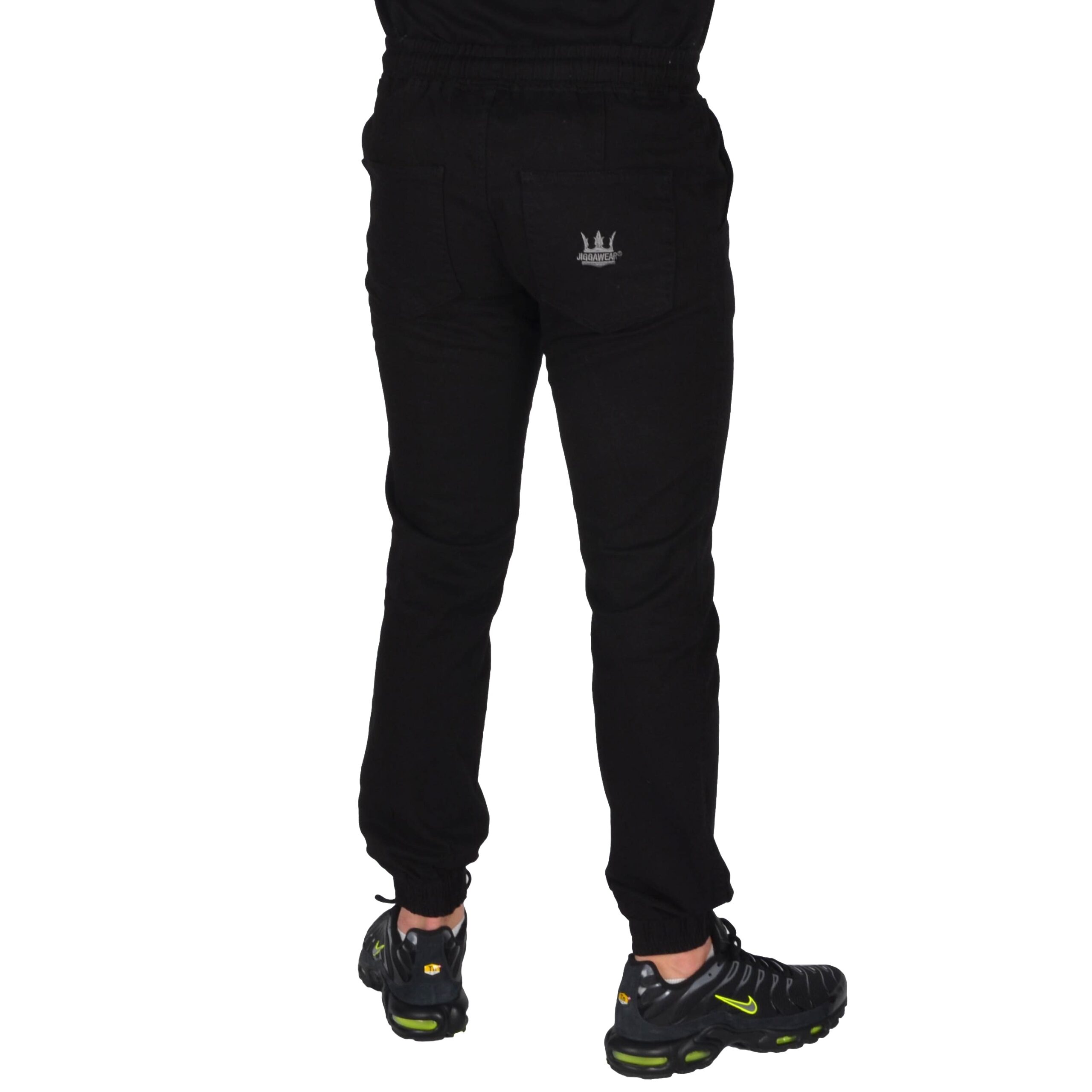 JIGGA WEAR SPODNIE JOGGER CHINO CROWN CZARNE GREY LOGO