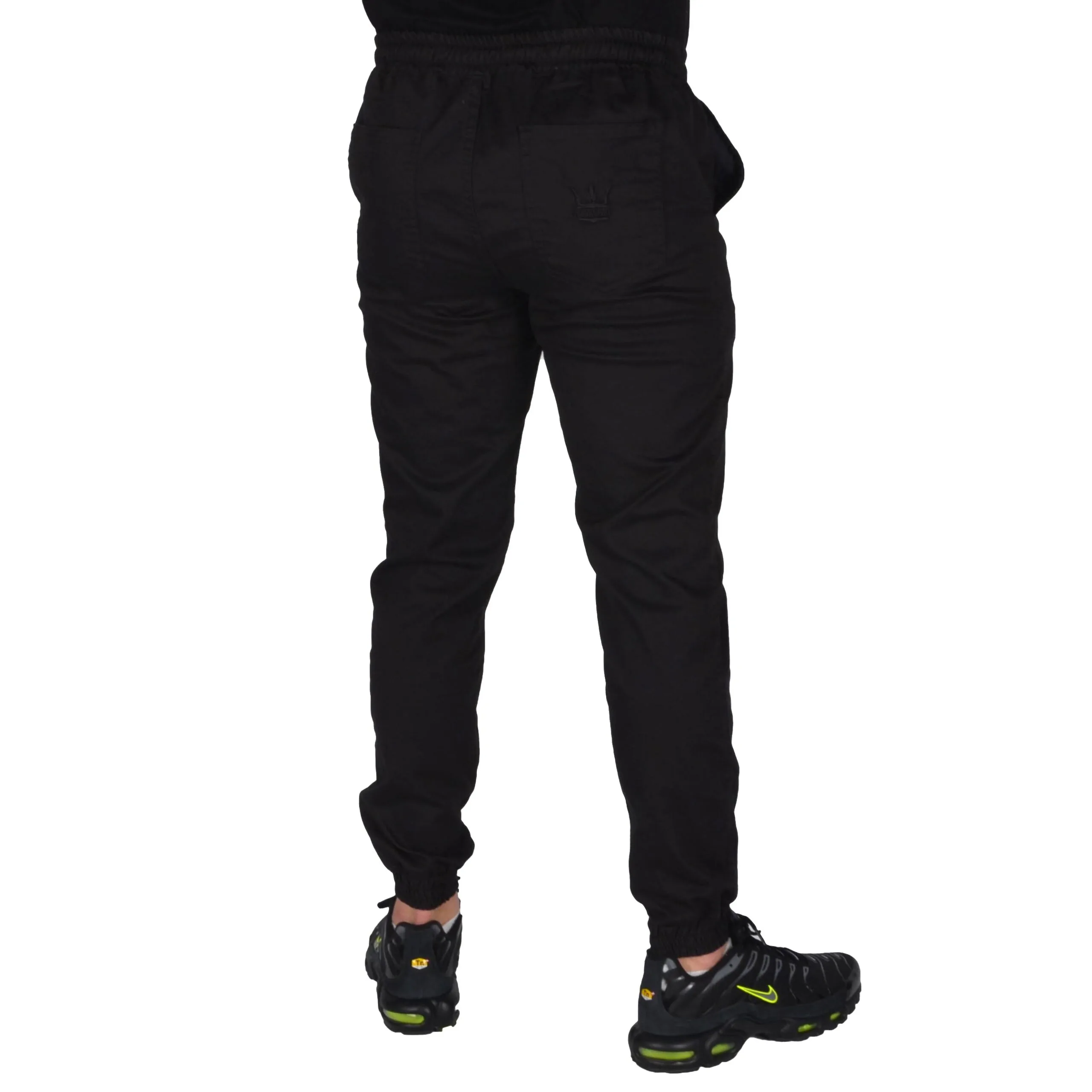 JIGGA WEAR SPODNIE JOGGER CHINO CROWN CZARNE LOGO CZARNE