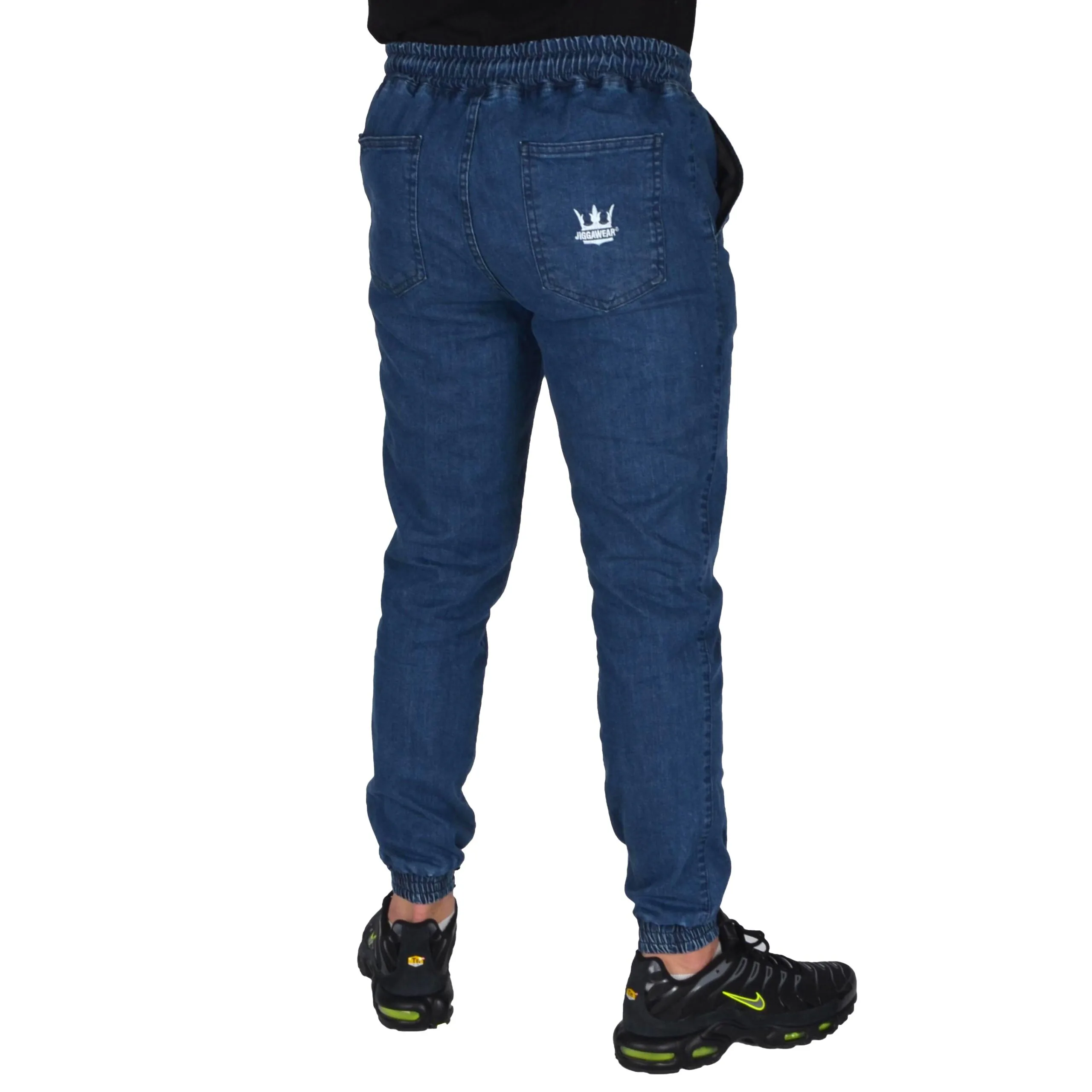 JIGGA WEAR SPODNIE JOGGER JEANS CROWN NIEBIESKIE