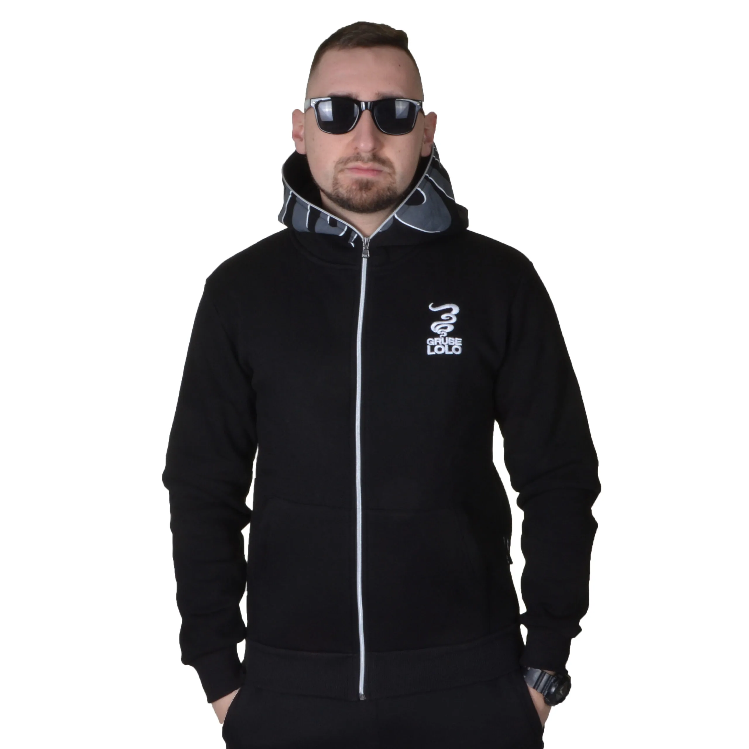 GRUBE LOLO BLUZA Z KAPTUREM FULL ZIP NINJA CZARNA