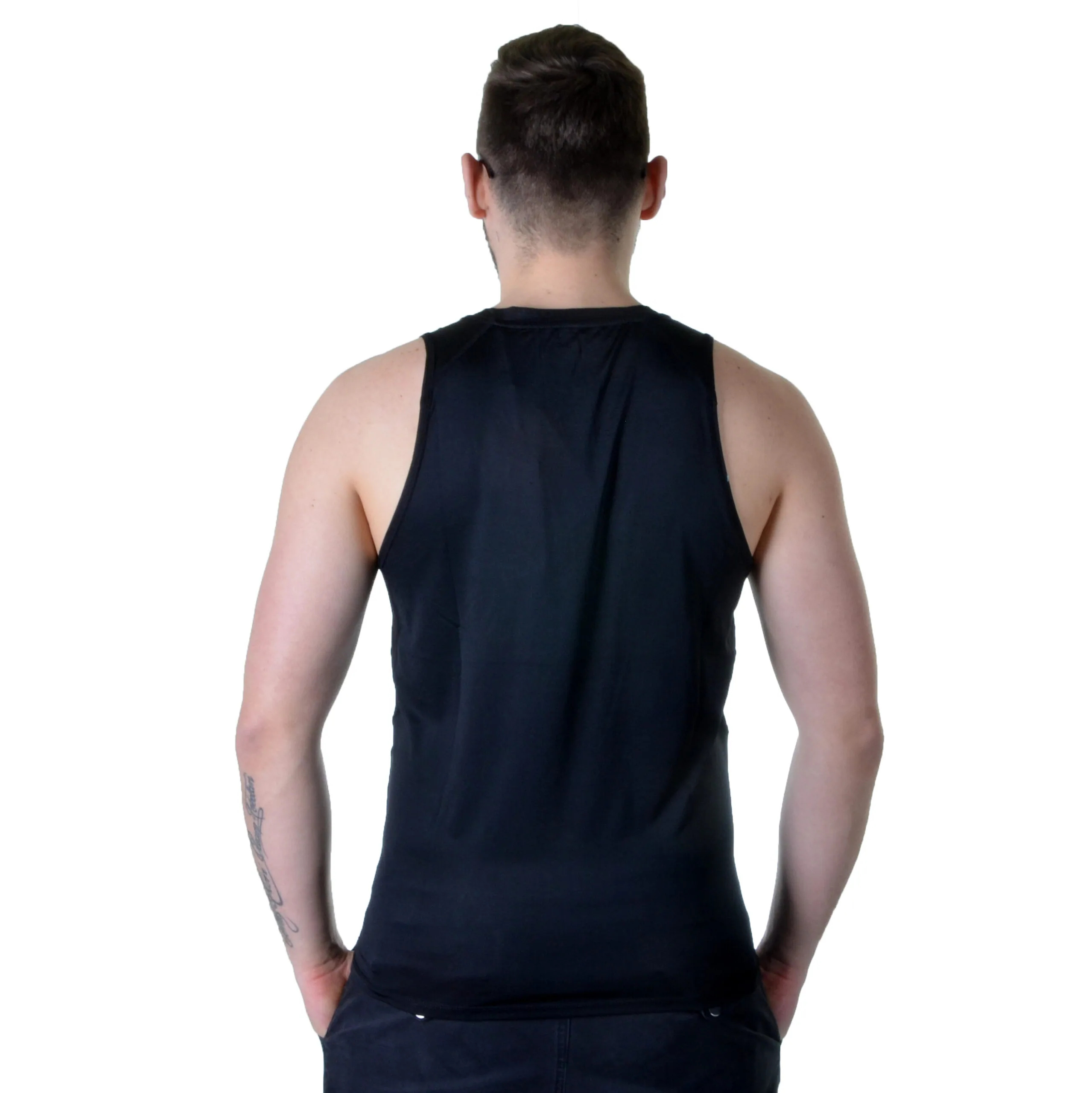PIT BULL WEST COAST RASHGUARD TANK TOP PERFORMANCE PRO PLUS SMALL LOGO CZARNA