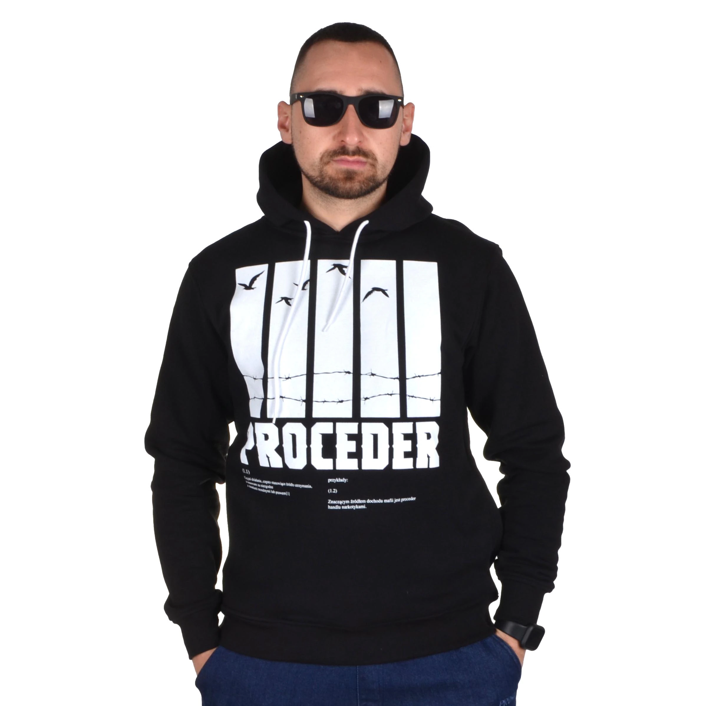 CHADA PROCEDER BLUZA Z KAPTUREM KRATY CZARNA