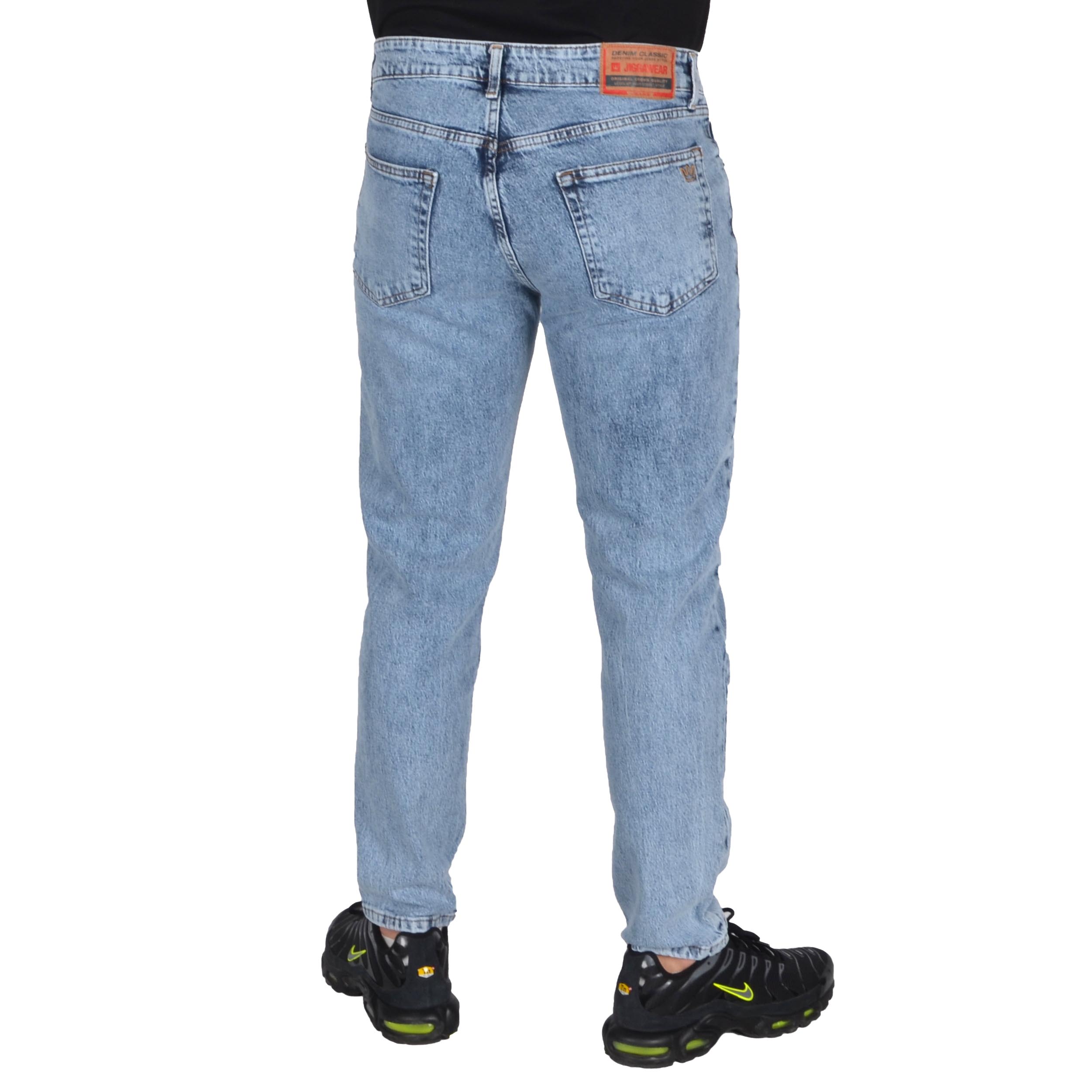 JIGGA WEAR SPODNIE JEANSOWE JEANS MINI HAFT LOGO JASNE NIEBIESKIE