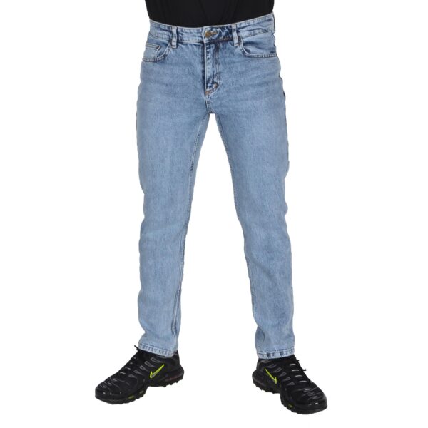 JIGGA WEAR SPODNIE JEANSOWE JEANS MINI HAFT LOGO JASNE NIEBIESKIE