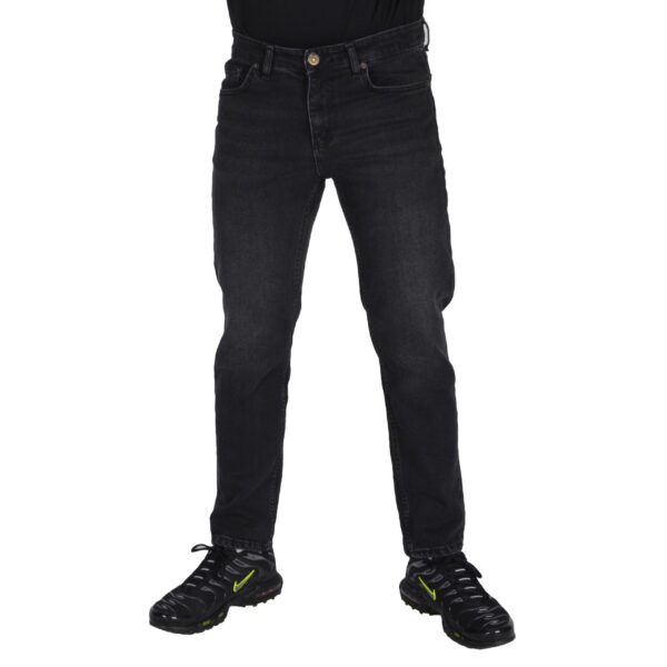 JIGGA WEAR SPODNIE JEANSOWE JEANS MINI HAFT LOGO CZARNE