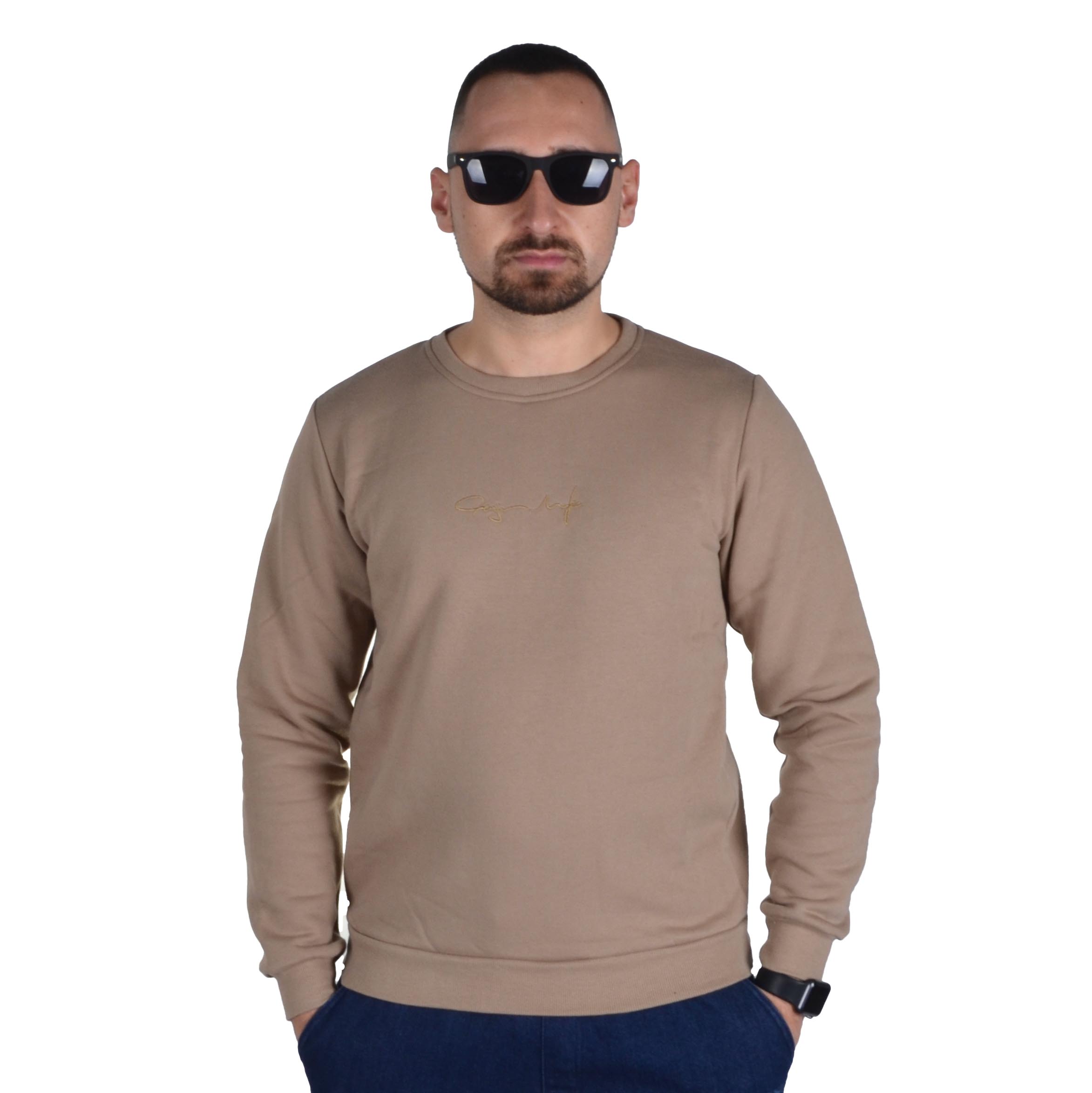 GANJA MAFIA BLUZA BEZ KAPTURA KLASYK PODPIS MINI GOLD BEŻOWA