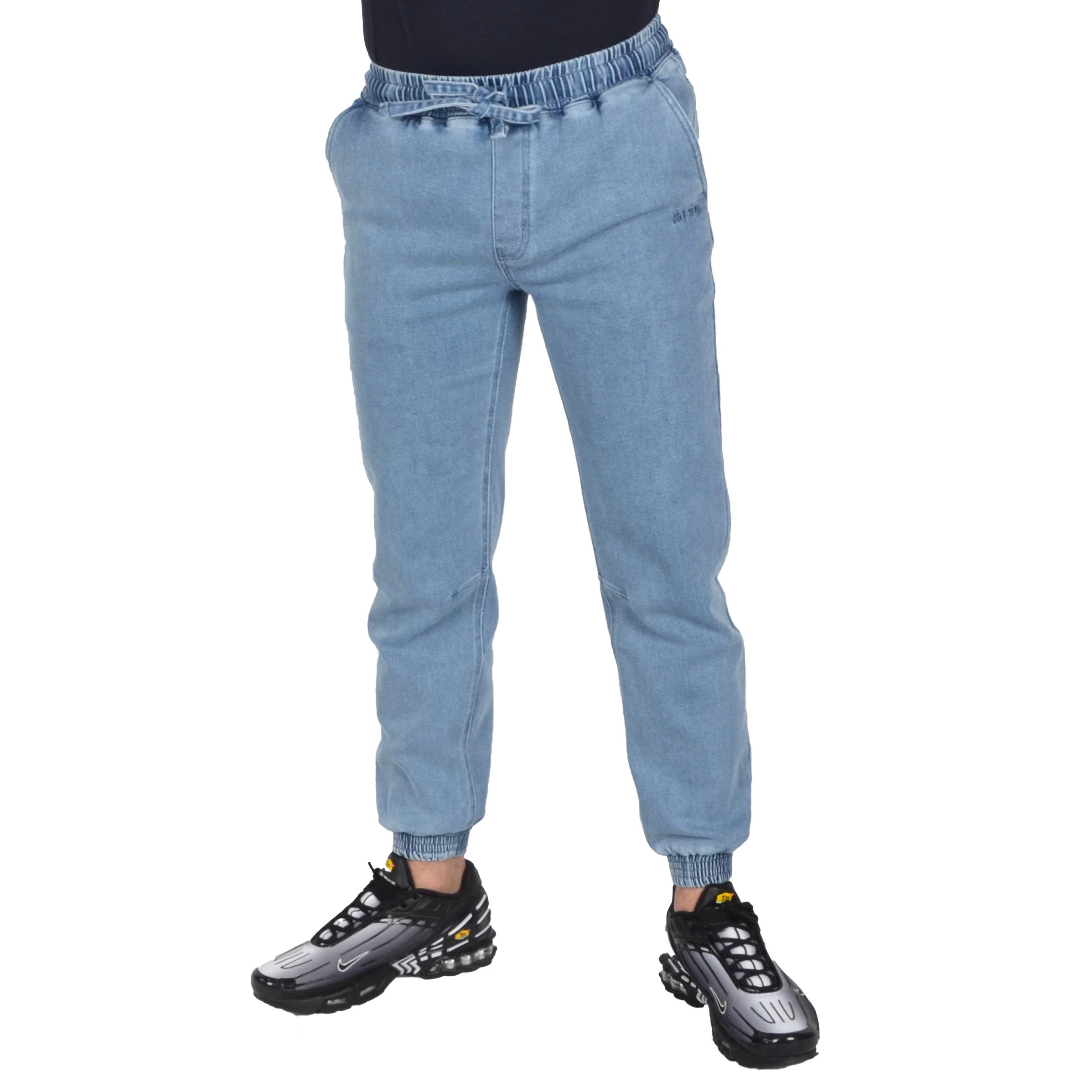 PROSTO. KLASYK SPODNIE JOGGER JEANS PAZY JASNE NIEBIESKIE