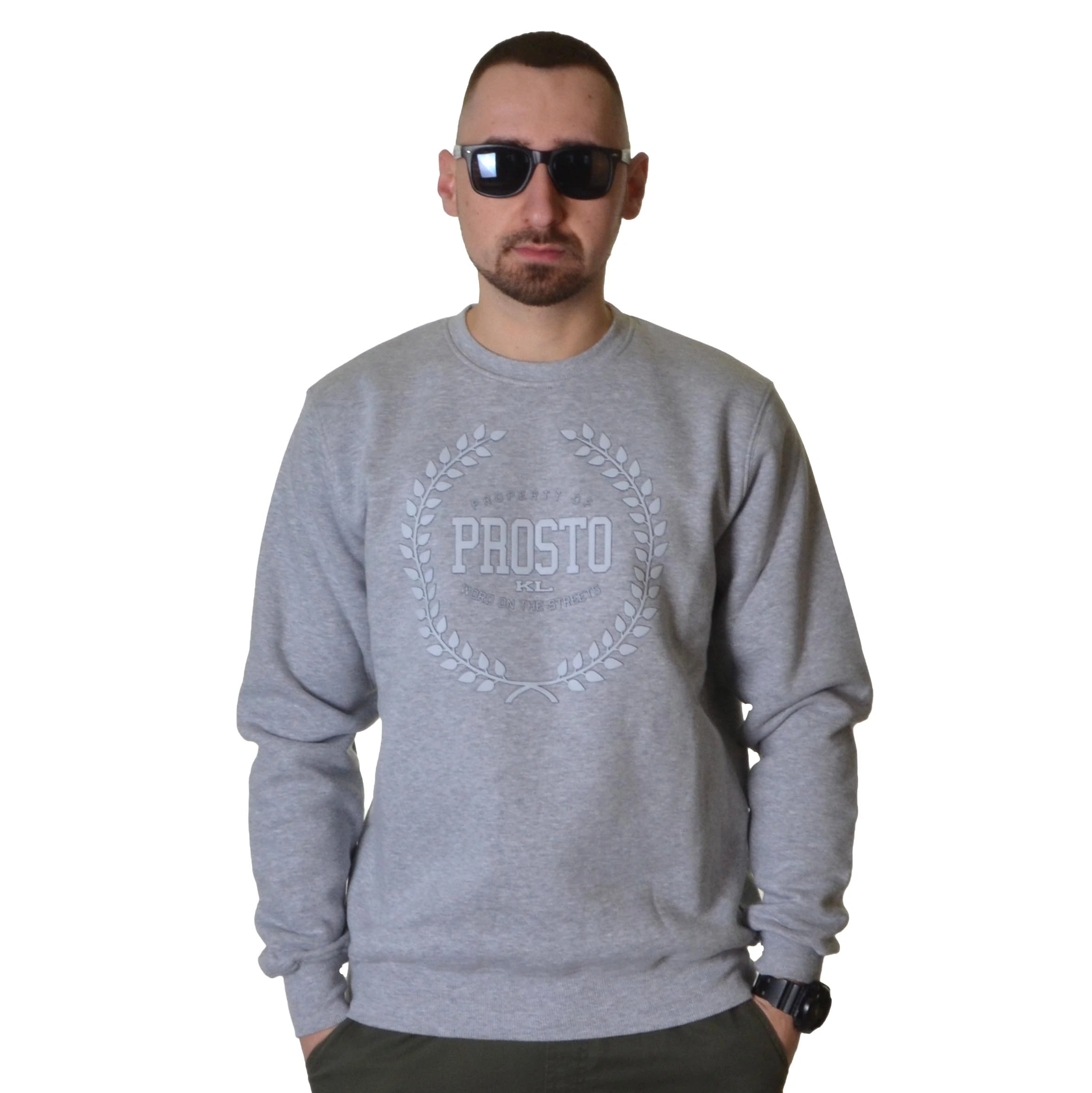PROSTO. KLASYK BLUZA BEZ KAPTURA PROPERTY SZARA