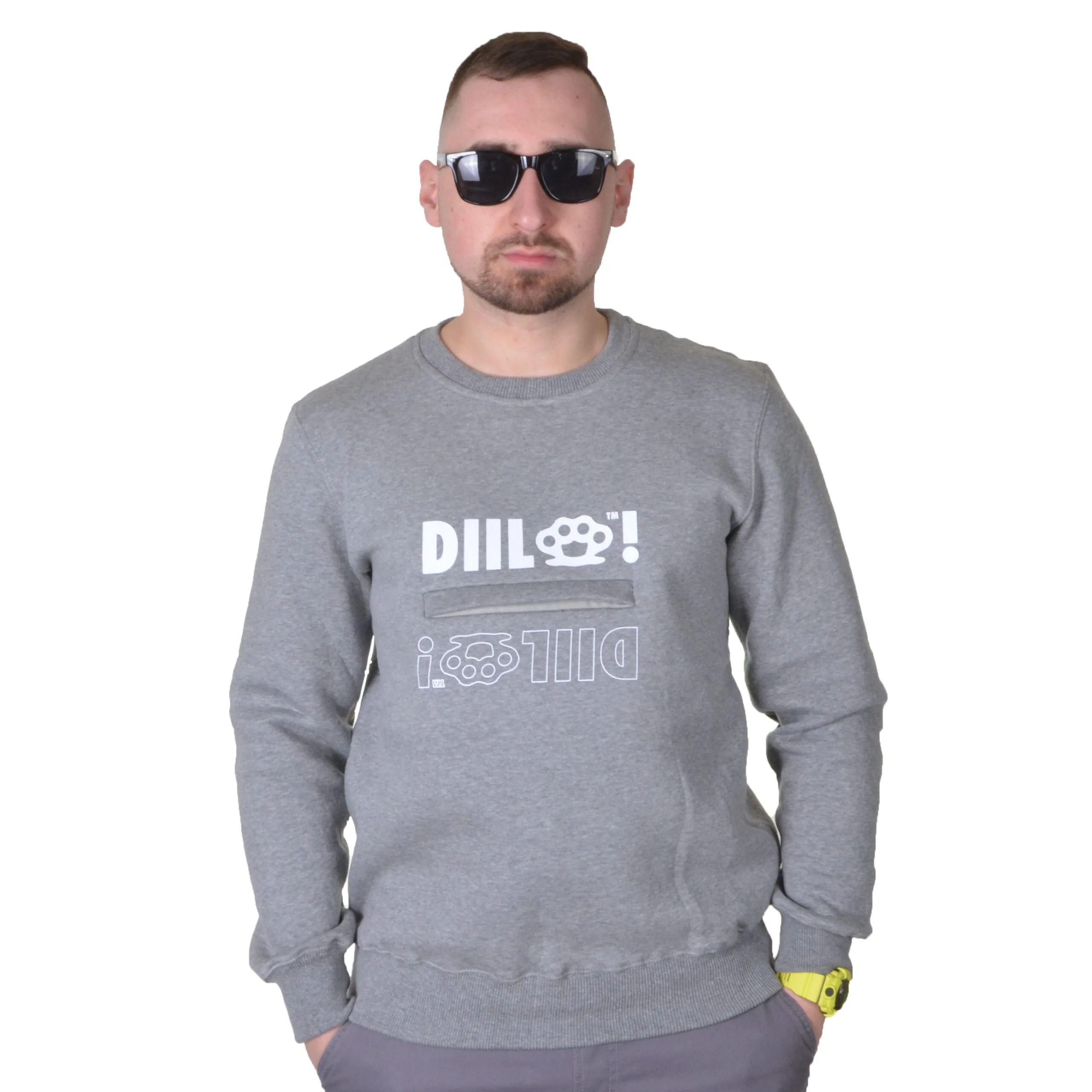 DIIL BLUZA BEZ KAPTURA KLASYK POCKET SZARA
