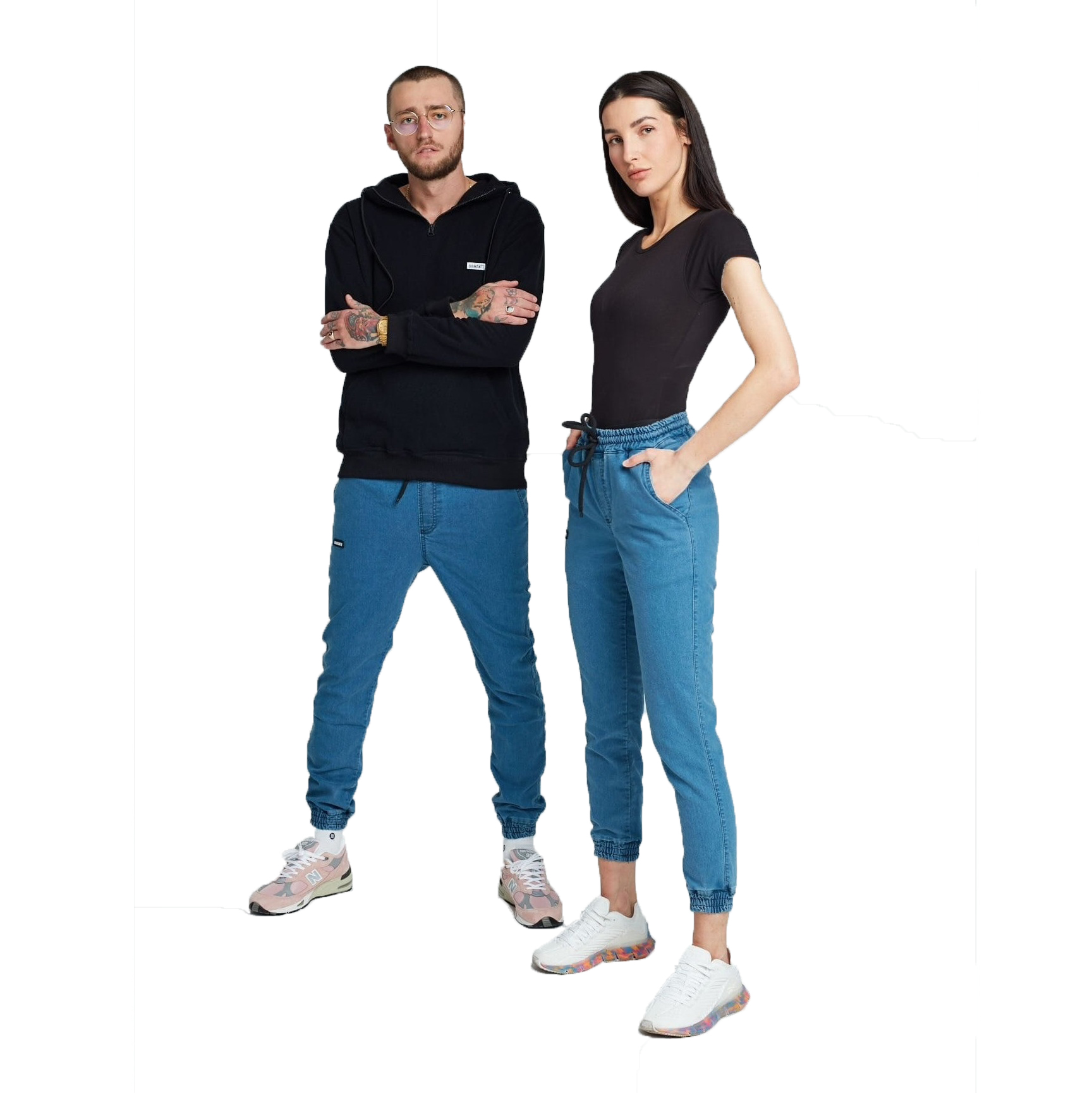 DIAMANTE WEAR SPODNIE JOGGER CREW JASNY JEANS