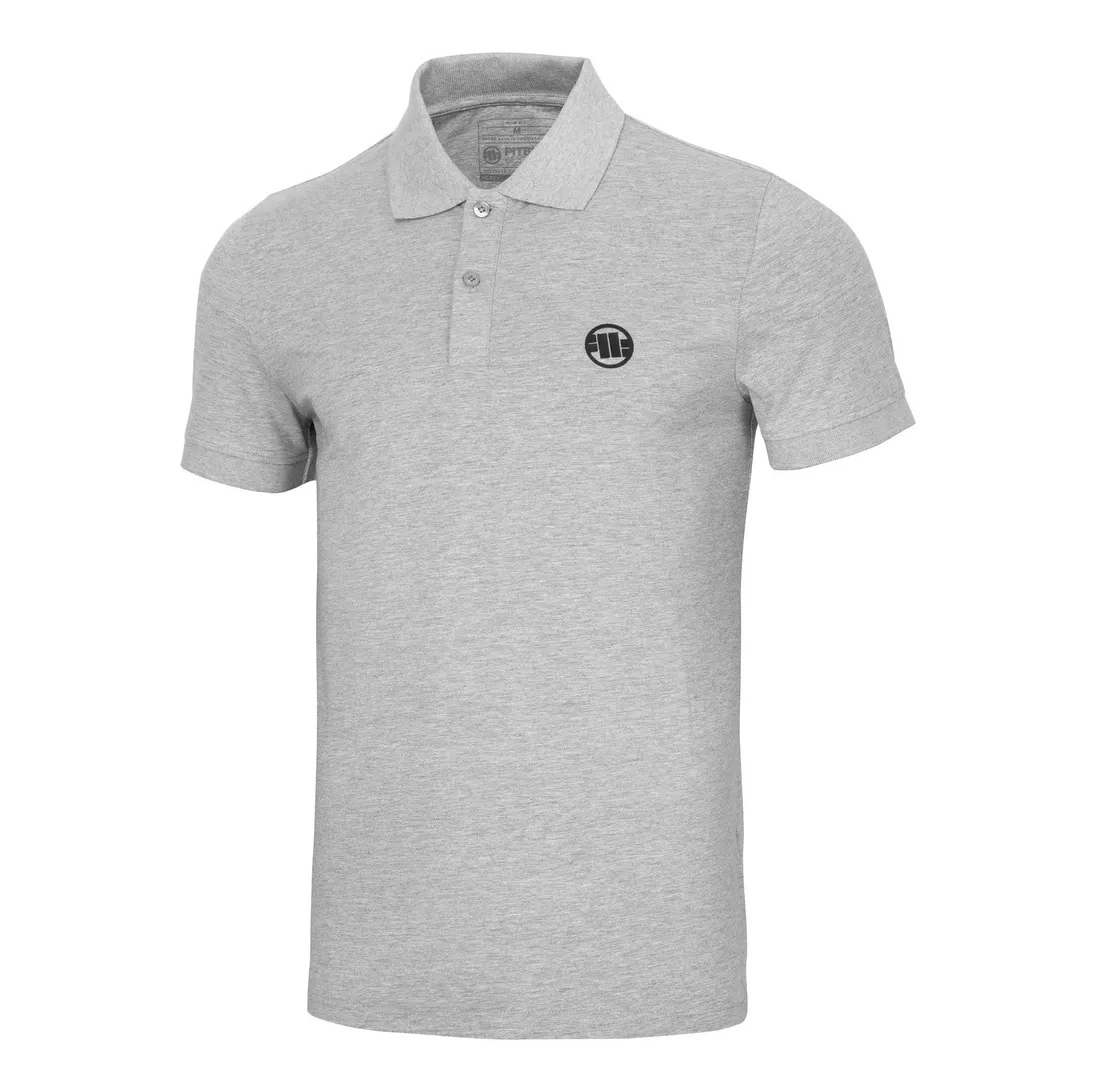PIT BULL WEST COAST KOSZULKA POLO JERSEY SLIM FIT SMALL LOGO SZARA