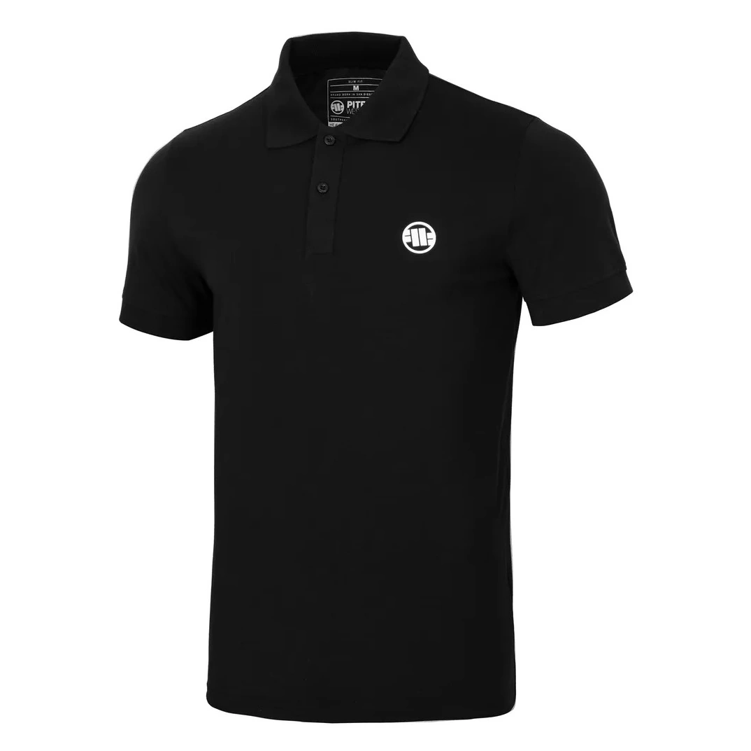 PIT BULL WEST COAST KOSZULKA POLO JERSEY SLIM FIT SMALL LOGO CZARNA